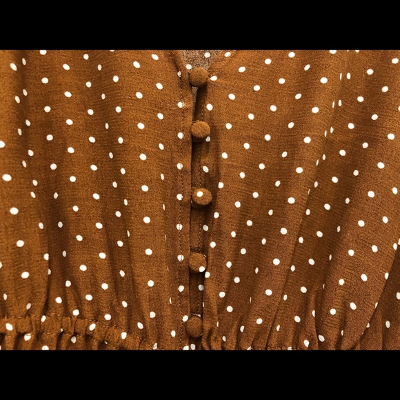 New H&M Brown Polka dots Blouse Top - Picture 3 of 8
